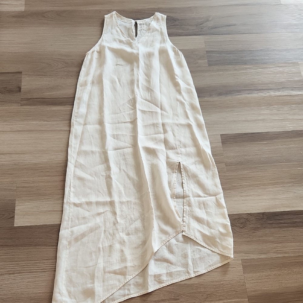Chic Cream High Low Sleeveless Dress